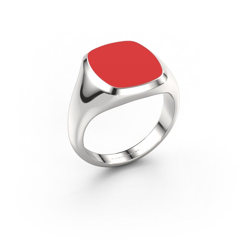 Signet ring Benjamin 3 950 platinum red enamel 14x12 mm