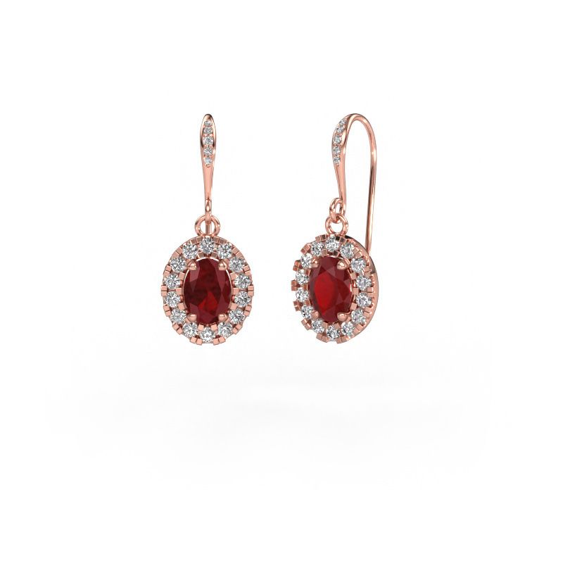 Pendants d'oreilles Jorinda 2 585 or rose rubis 7x5 mm