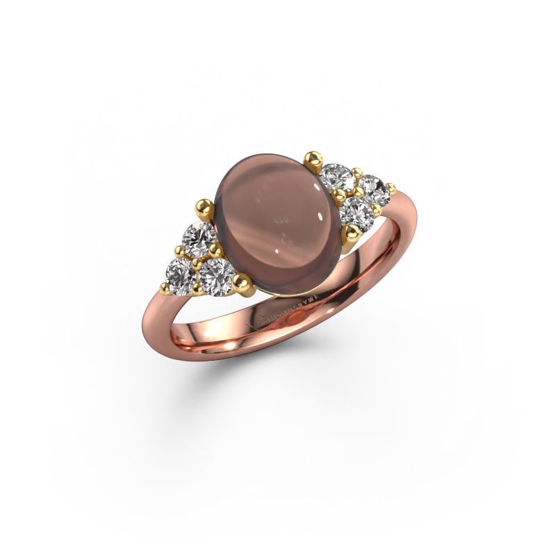 Bague Clarice 585 or rose quartz fumé 10x8 mm