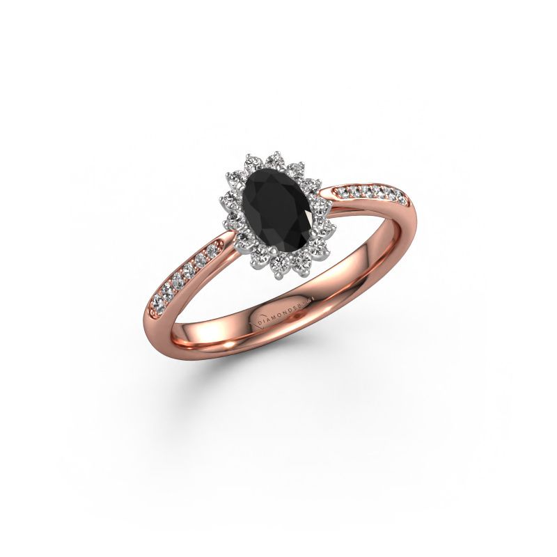 Bague de fiançailles Tilly ovl 2 585 or rose diamant noir 1.05 crt