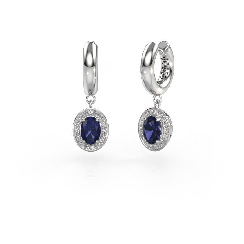 Pendants d'oreilles Annett 585 or blanc saphir 7x5 mm
