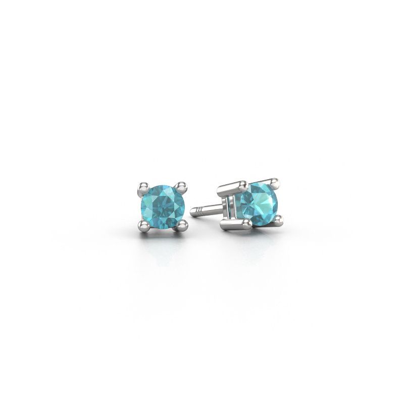Ohrsteckers Eline 585 Weißgold Blau Topas 5 mm