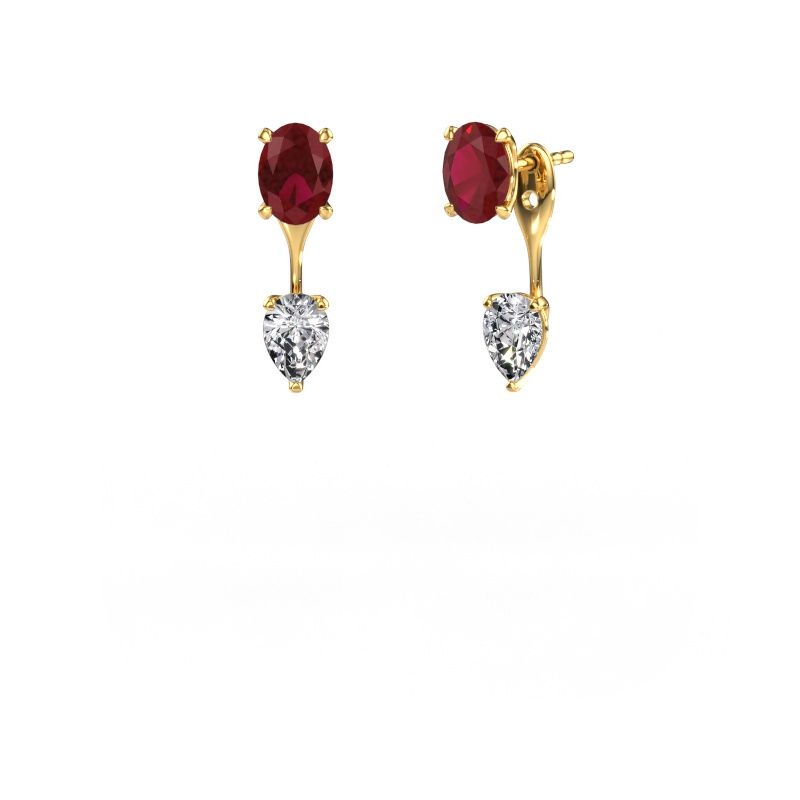 Pendants d'oreilles Kate OVL-PER 585 or jaune rubis 7x5 mm