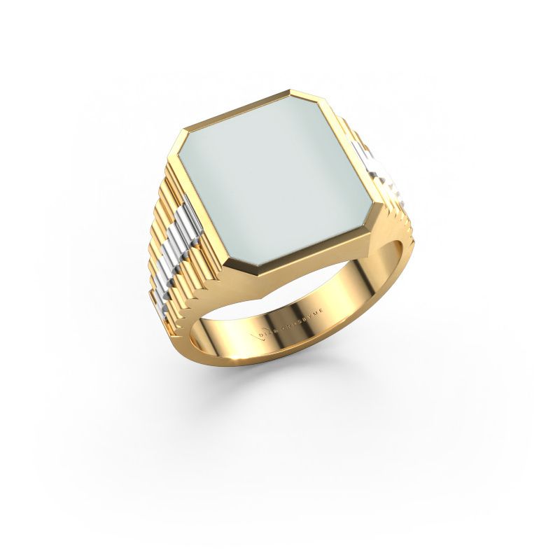 Signet ring Brent 3 585 gold green sardonyx 14x12 mm
