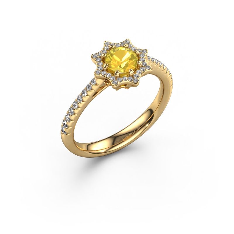 Bague de fiançailles Zena 585 or jaune saphir jaune 5 mm