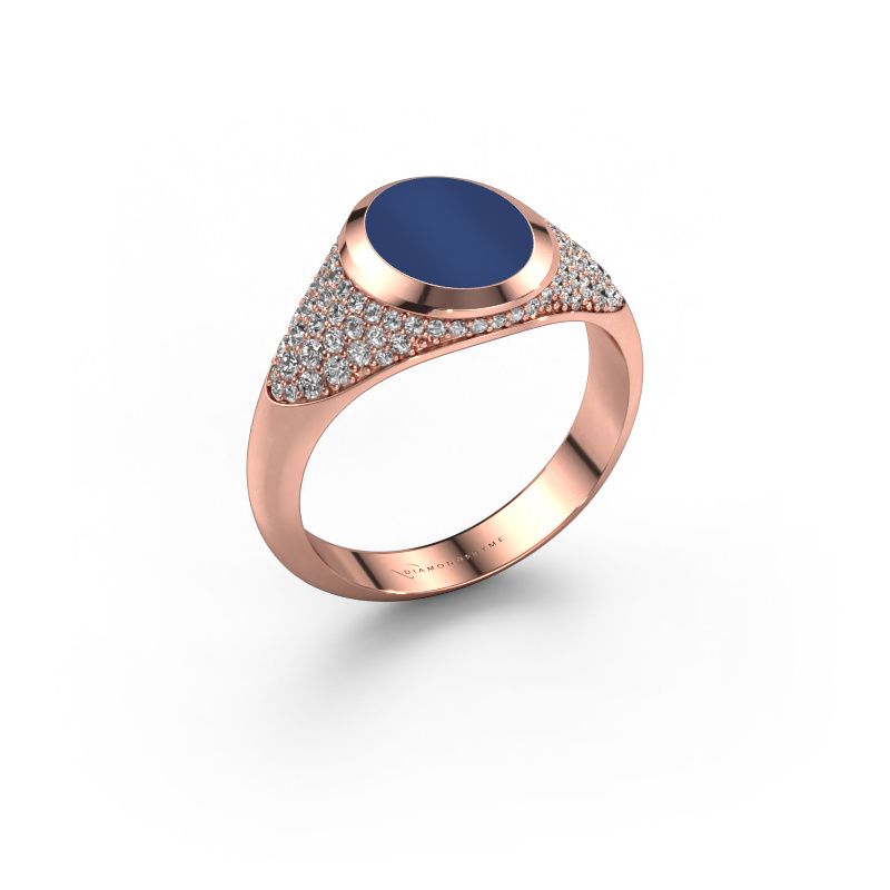 Bague pinky Giovani 585 or rose lapis lazuli 10x8 mm