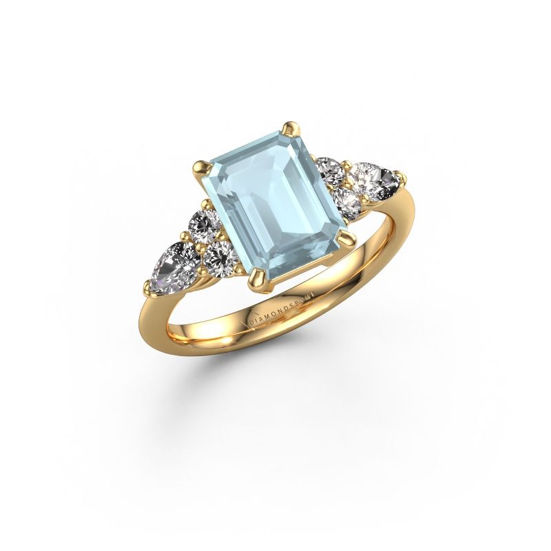 Promise ring Melani EME 585 goud aquamarijn 9x7 mm