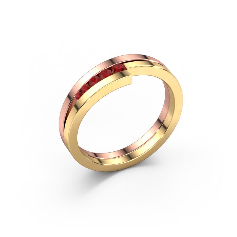 Ring Cato 585 rosé goud robijn 2.2 mm