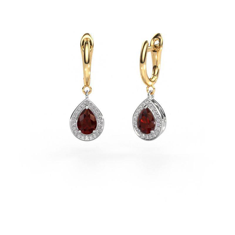 Pendants d'oreilles Ginger 1 585 or blanc grenat 7x5 mm