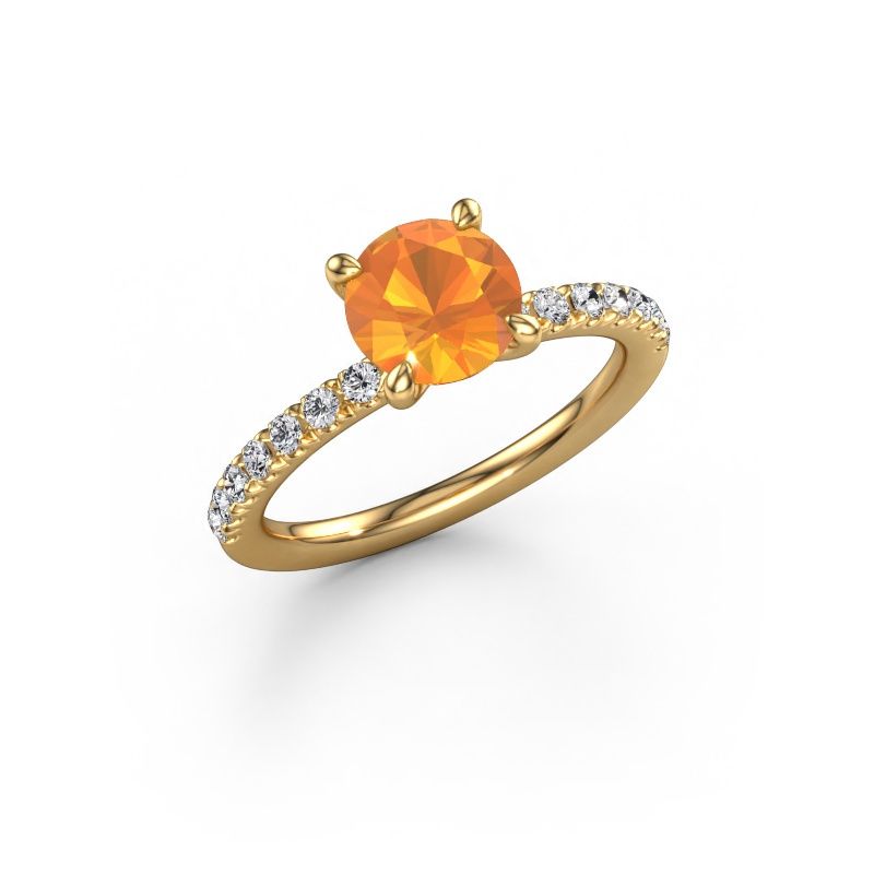 Bague de fiançailles Crystal RND 2 585 or jaune citrine 7 mm
