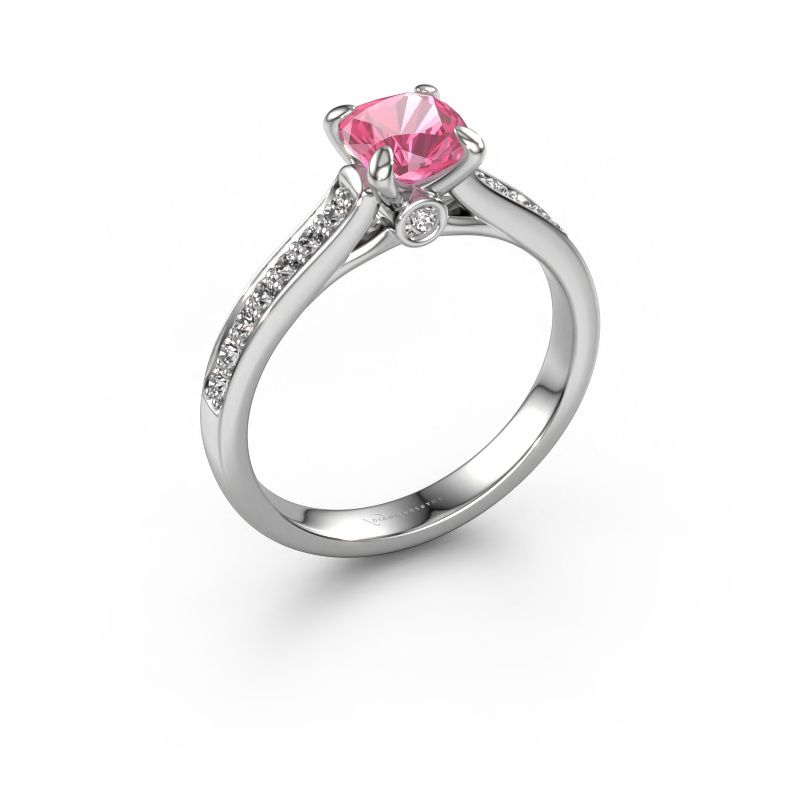 Engagement ring Valorie cus 2 950 platinum pink sapphire 5.5 mm