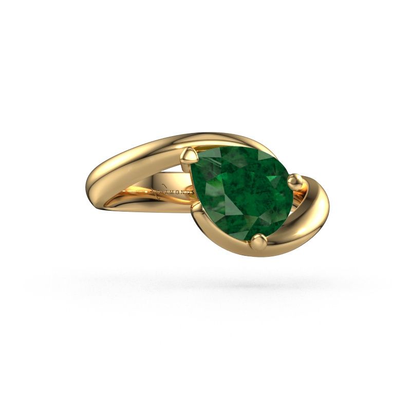 Engagement ring Aida PER 585 gold emerald 9x7 mm