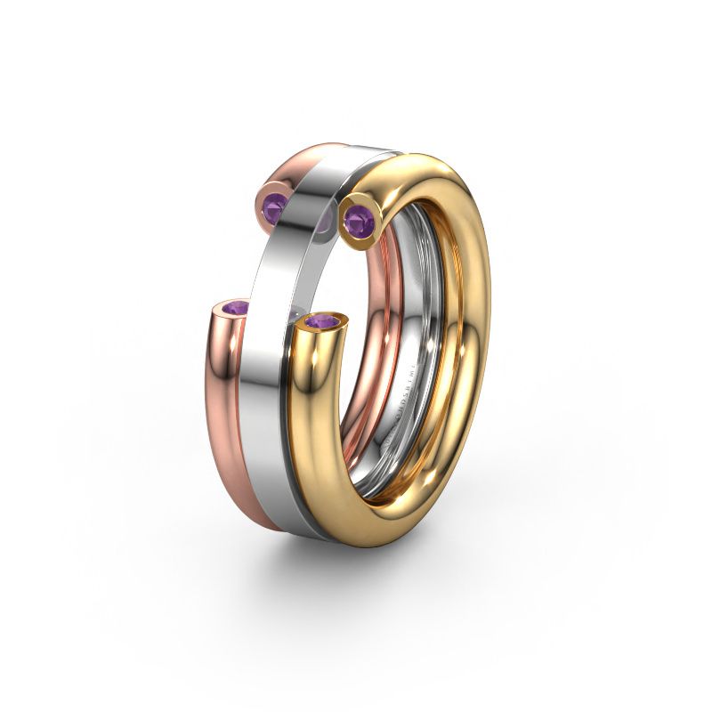 Wedding ring WH6018L 585 gold amethyst ±8x3 mm