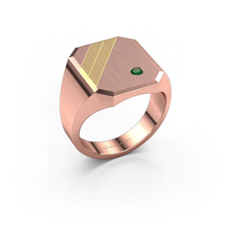 Siegelring Patrick 5 585 Roségold Smaragd 2.5 mm