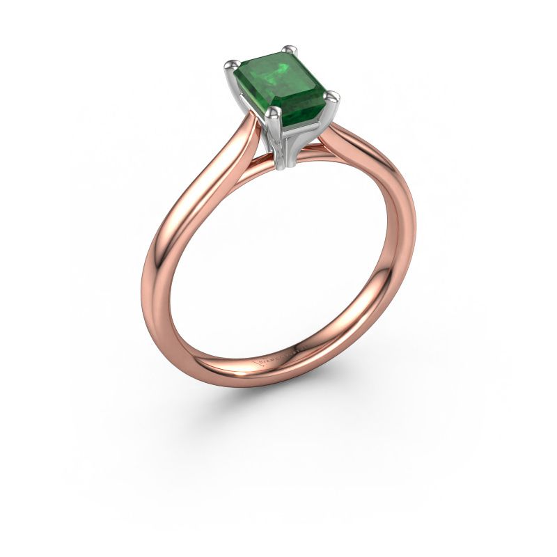 Verlobungsring Mignon EME 1 585 Roségold Smaragd 6.5x4.5 mm
