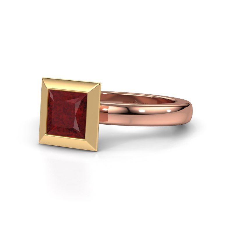 Image of Stacking ring Trudy Square 585 rose gold ruby 6 mm