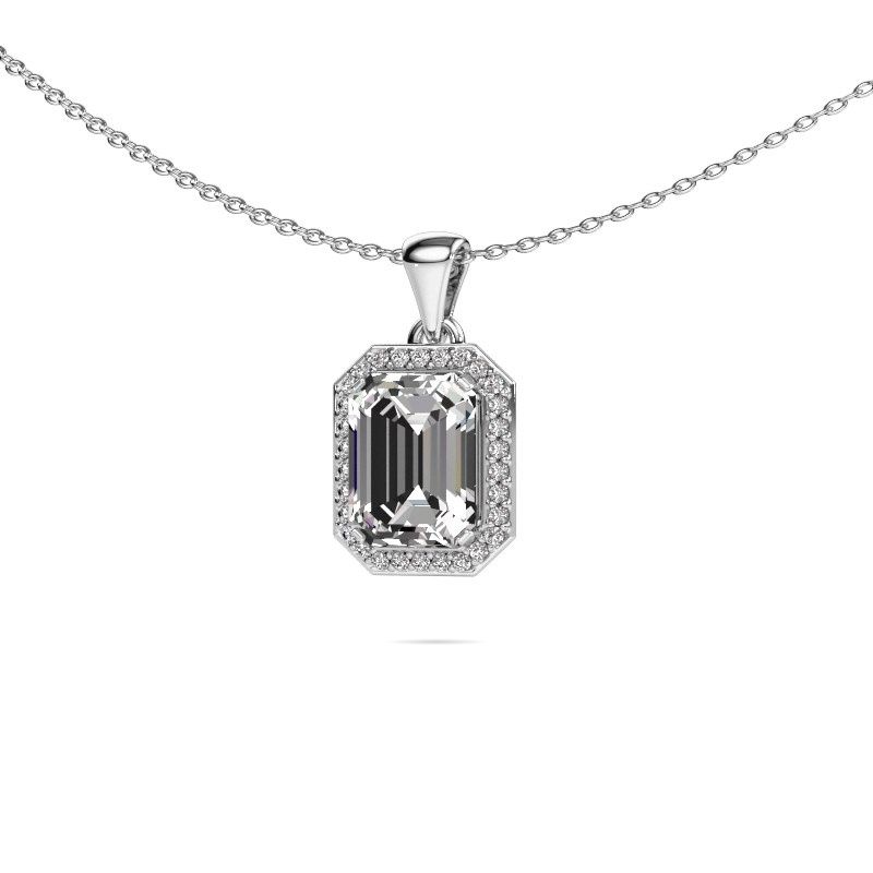 Hanger Dodie 585 witgoud zirkonia 8x6 mm