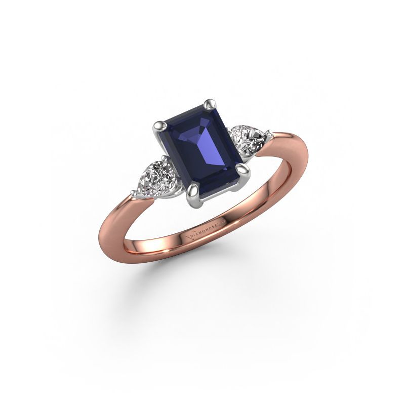 Engagement ring Chanou EME 585 rose gold sapphire 7.5x5.5 mm