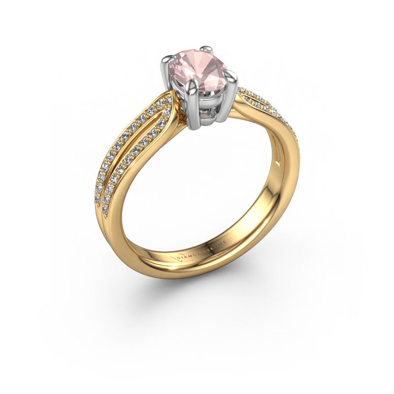 Engagement ring Antonia ovl 2 585 gold morganite champagne 7x5 mm
