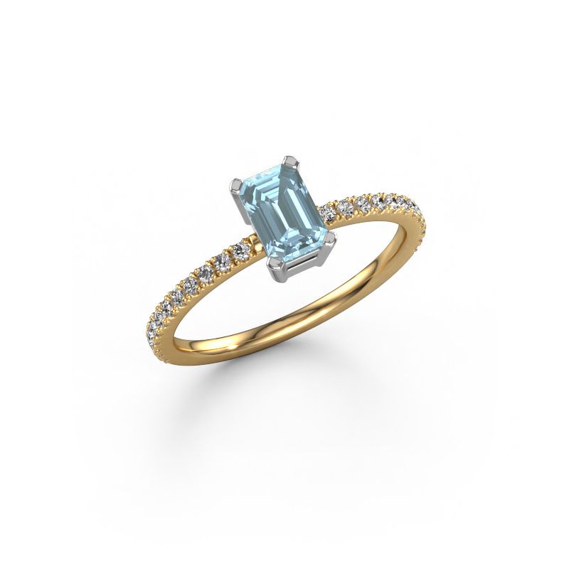 Engagement ring Denita 2 EME 585 gold blue lab grown diamond 6x4 mm