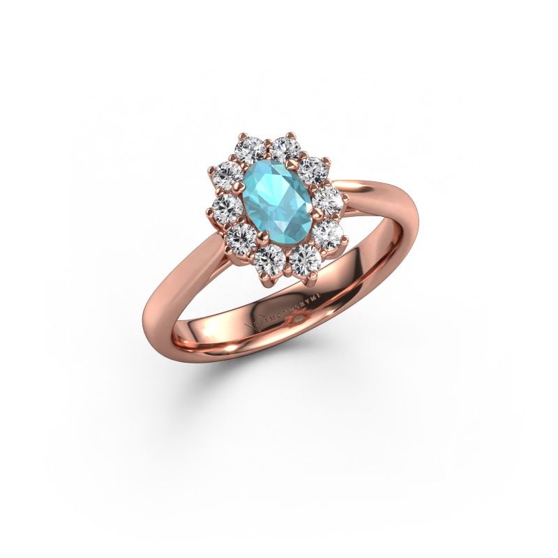 Bague de fiançailles Leesa 1 express 585 or rose topaze bleue 6x4 mm