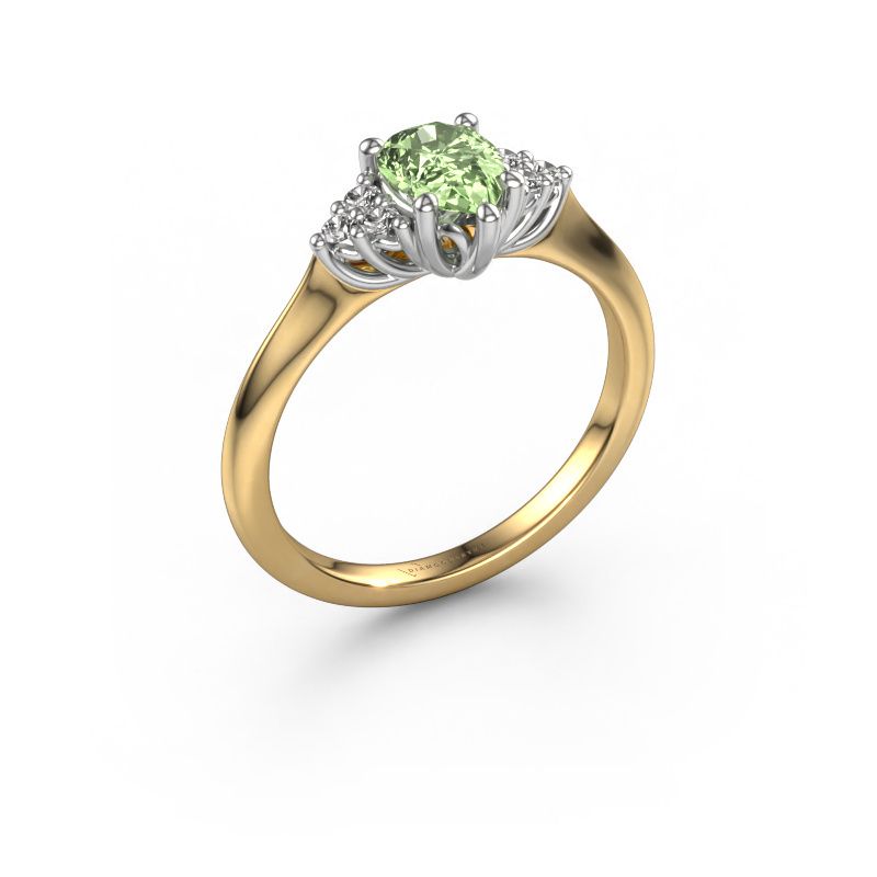 Engagement ring Felipa PER 585 gold green lab grown diamond 7x5 mm