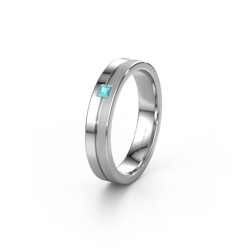 Wedding ring WH0201L14ASQPM 950 platinum blue topaz ±4x1.7 mm