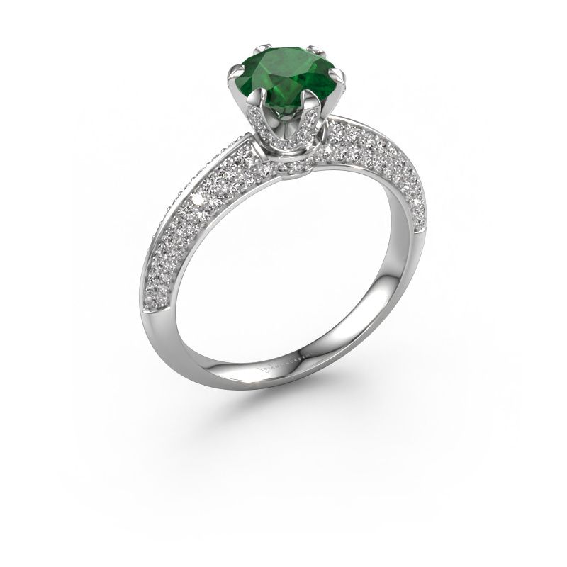 Engagement ring Abby 950 platinum emerald 6.5 mm