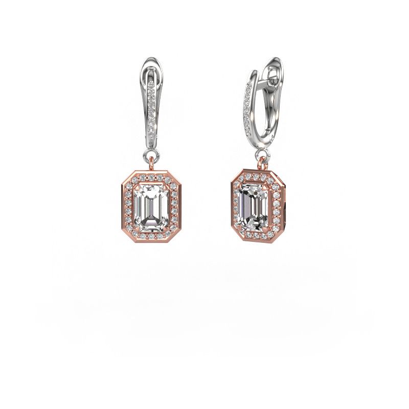 Pendants d'oreilles Dodie 2 585 or rose zircone 7x5 mm