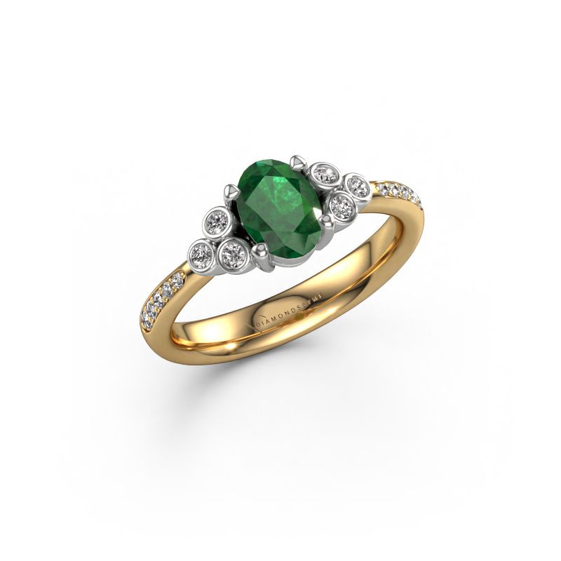 Engagement ring Lucy 2 585 gold emerald 7x5 mm