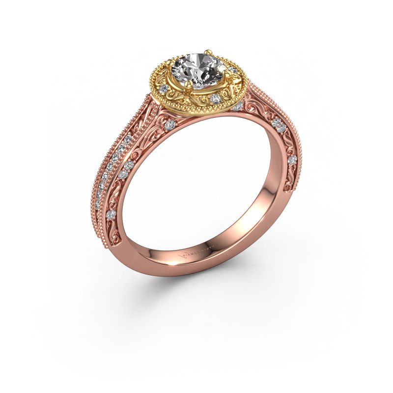 Bague de fiançailles Alice RND 585 or rose zircone 5 mm