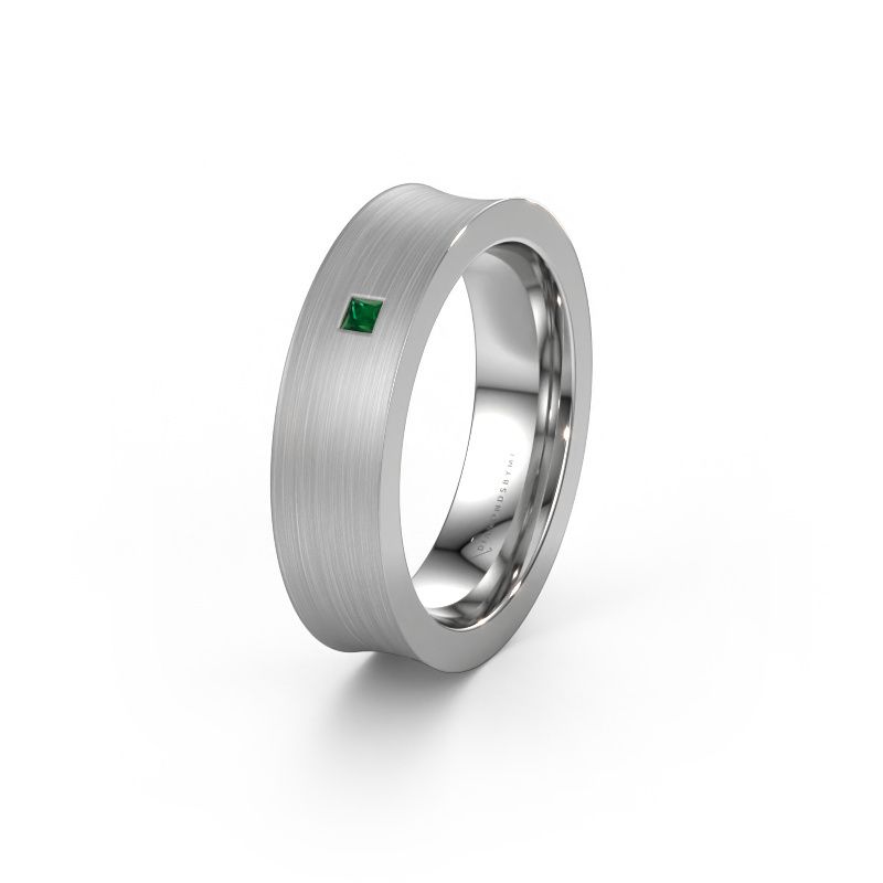 Wedding ring WH2238L2 950 platinum emerald ±0.24x0.09in