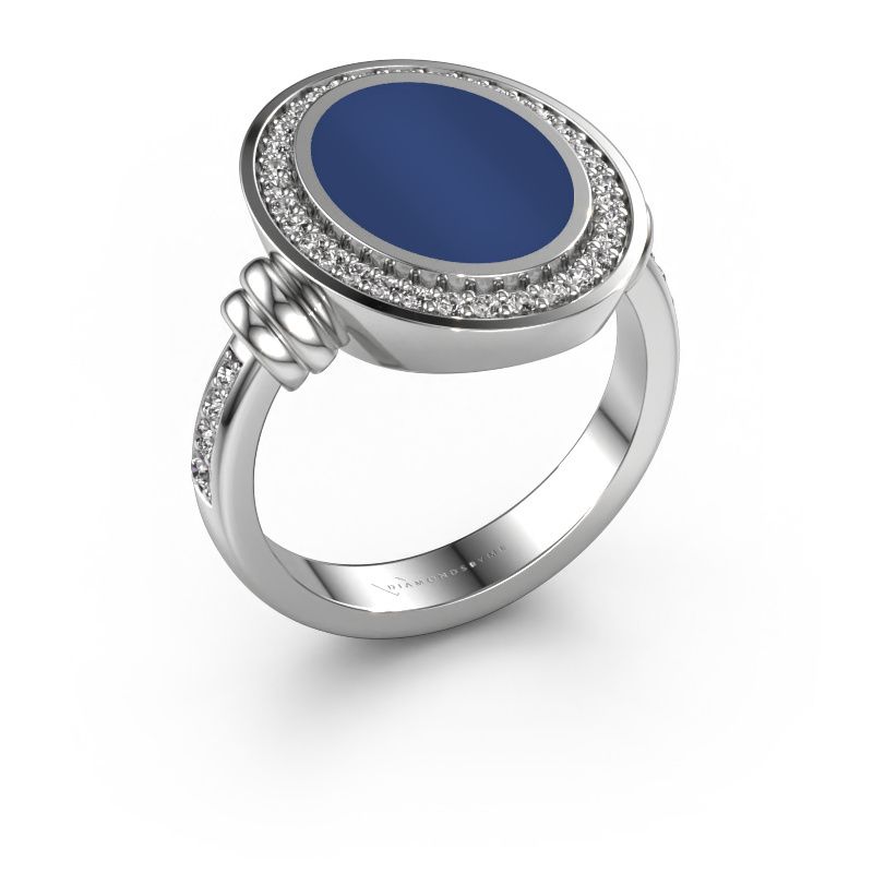 Chevalière Cristina 950 platine lapis lazuli 14x10 mm