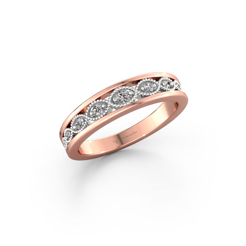 Bague superposable Laine 585 or rose diamant synthétique 0.125 crt