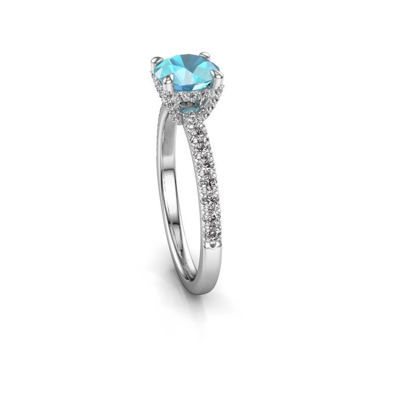 Image of Engagement ring saskia rnd 1<br/>585 white gold<br/>Blue topaz 6.5 mm