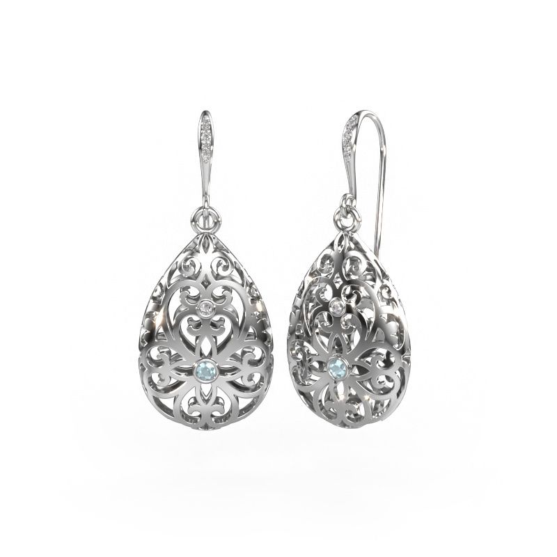 Pendants d'oreilles Idalia 2 585 or blanc aigue-marine 2 mm