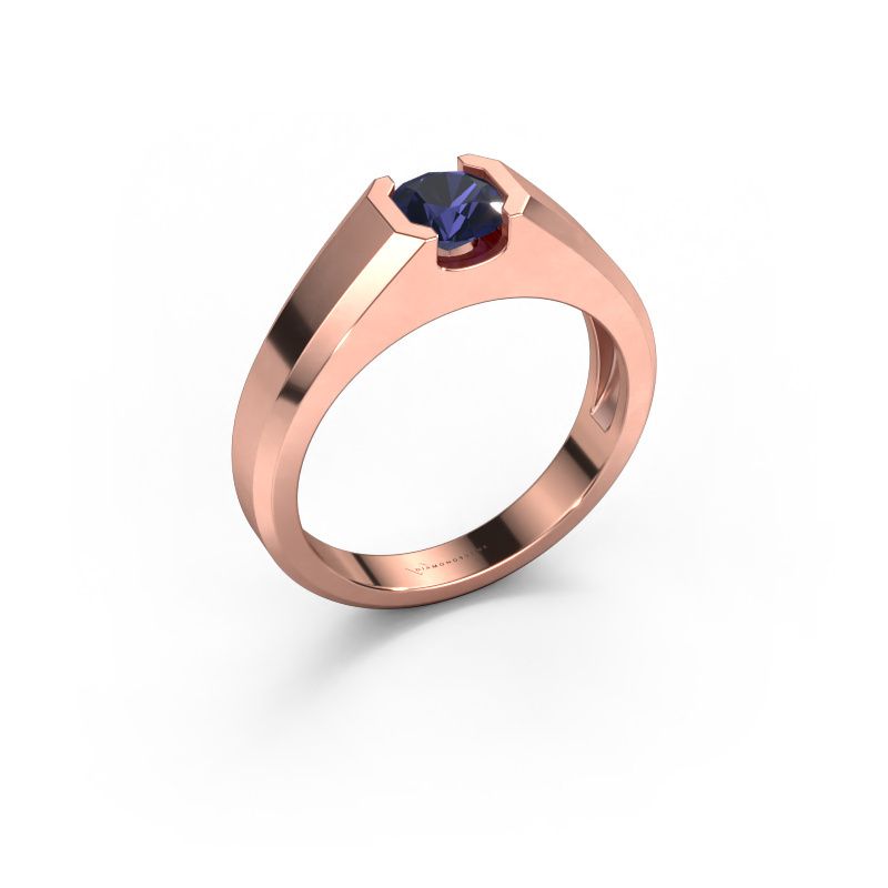 Men's ring Indigo 585 rose gold sapphire 6 mm