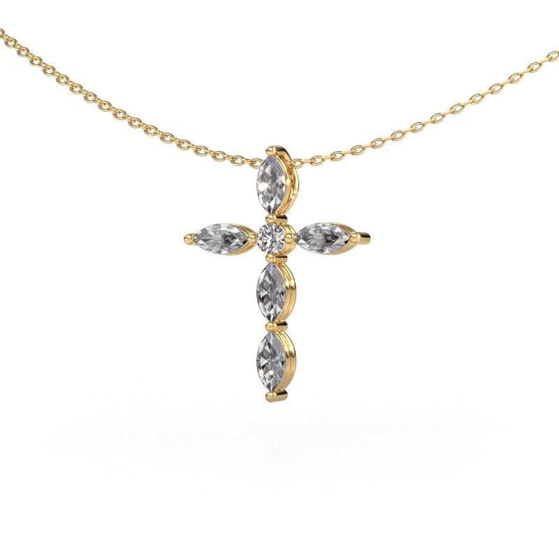 Pendentif Cross 2 585 or jaune diamant 1.35 crt
