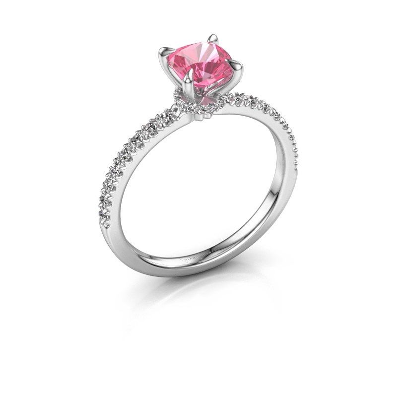 Afbeelding van Verlovingsring Crystal CUS 4 950 platina roze saffier 5.5 mm