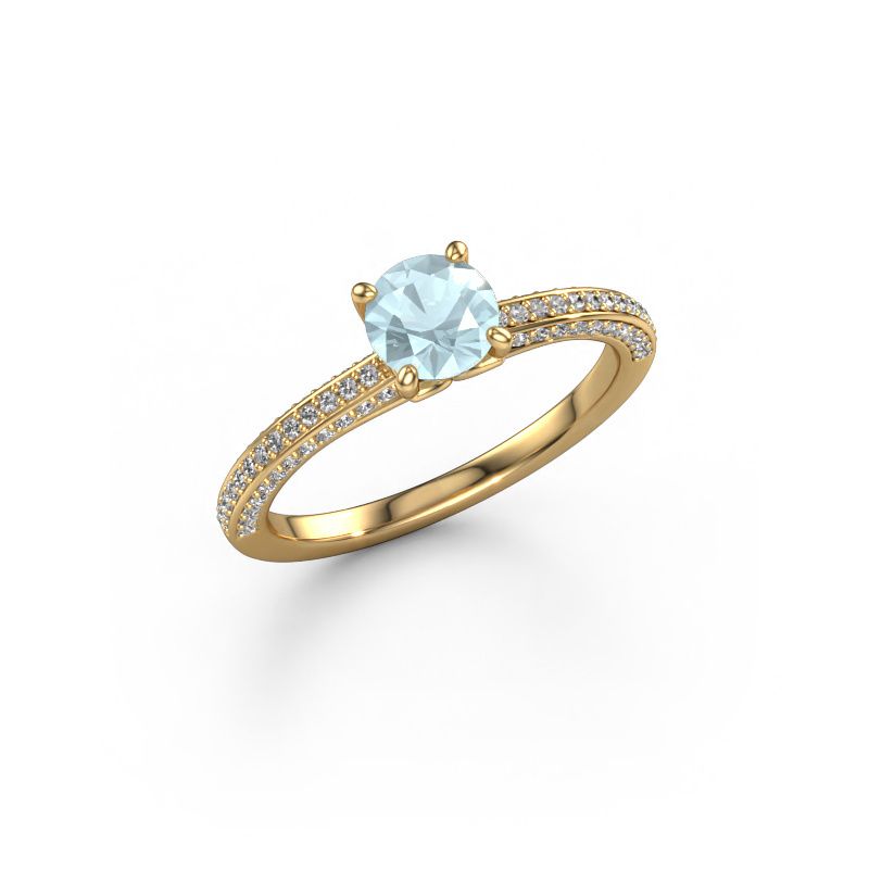 Verlovingsring Elenore rnd 585 goud aquamarijn 5.4 mm