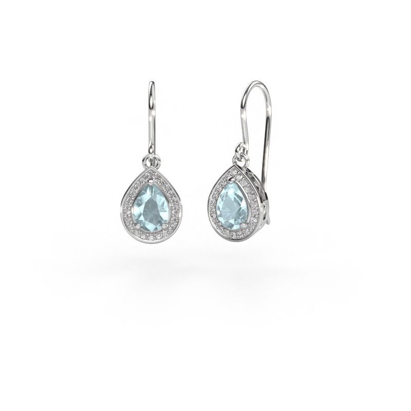Pendants d'oreilles Beverlee 1 585 or blanc aigue-marine 7x5 mm