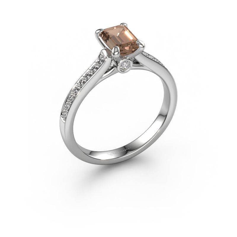 Verlovingsring Valorie eme 2 950 platina bruine diamant 1.10 crt