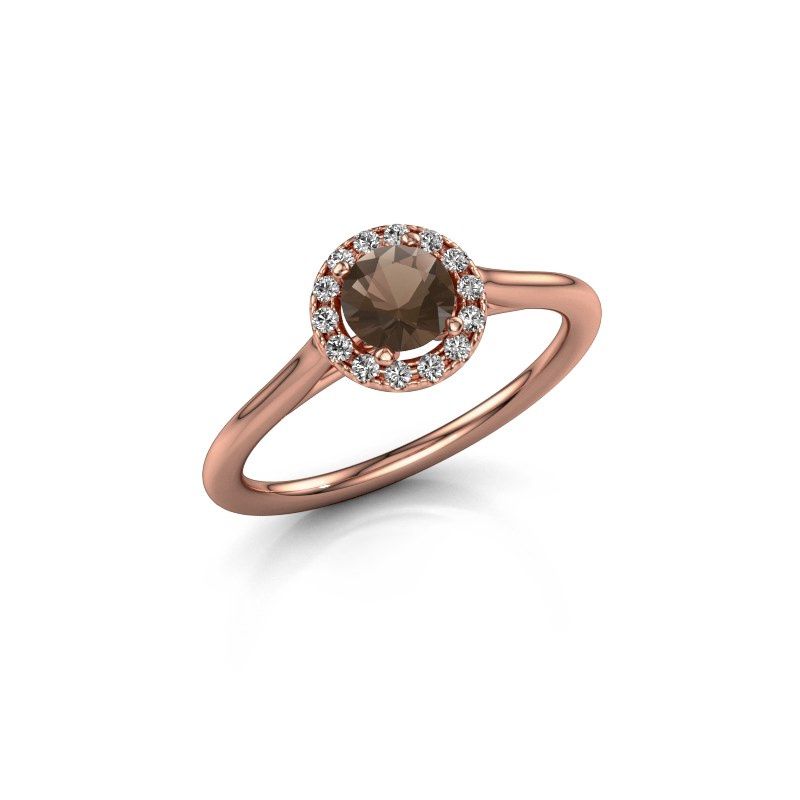 Image of Engagement ring seline rnd 1<br/>585 rose gold<br/>Smokey quartz 5 mm