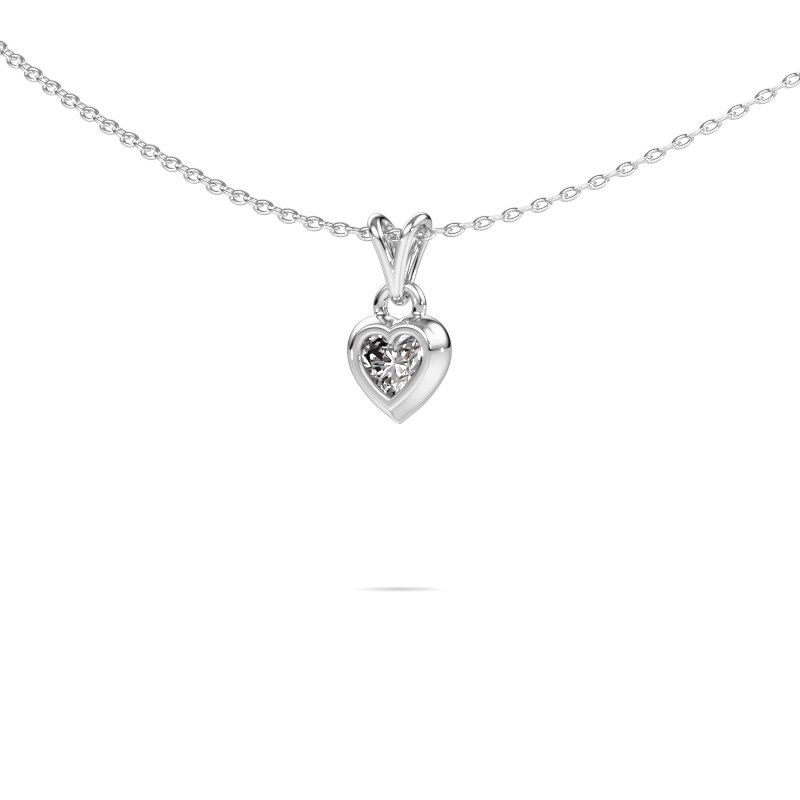 Image of Pendant Charlotte Heart 585 white gold lab grown diamond 0.25 crt