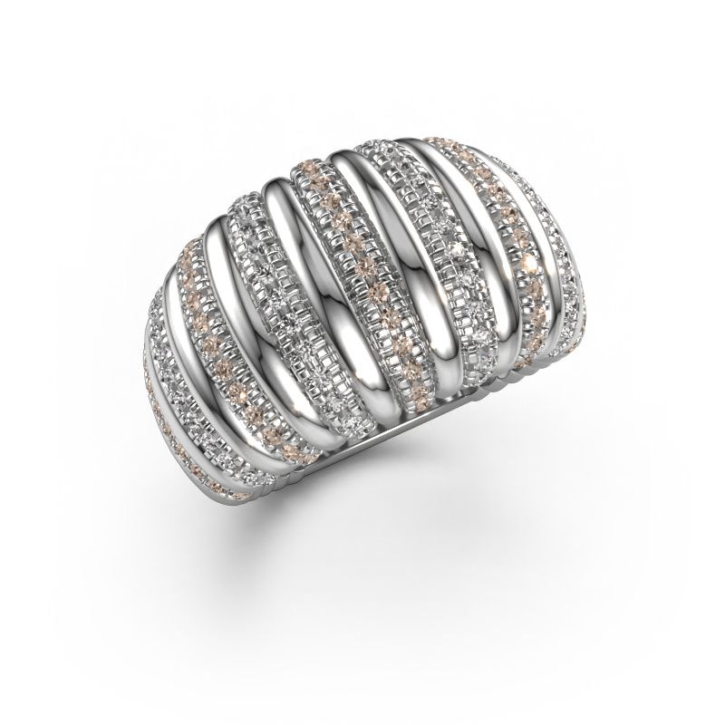 Ring Dawn 14 mm 585 white gold brown diamond 0.662 crt