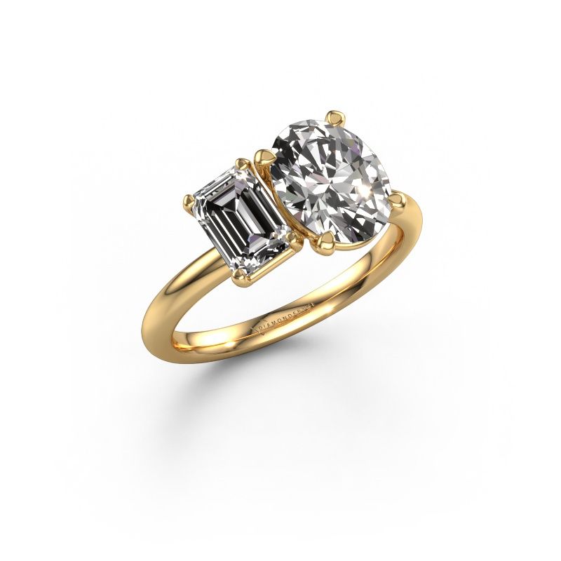 Engagement ring Toi et Moi OVL-EME 585 gold lab grown diamond 2.70 crt