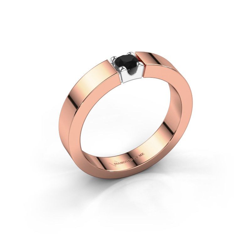 Afbeelding van Ring Dana 1 585 rosé goud zwarte diamant 0.24 crt