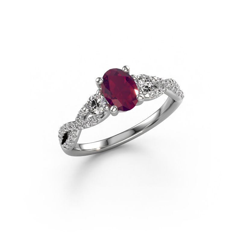 Engagement ring Marilou OVL 950 platinum rhodolite 7,5x5,5 mm