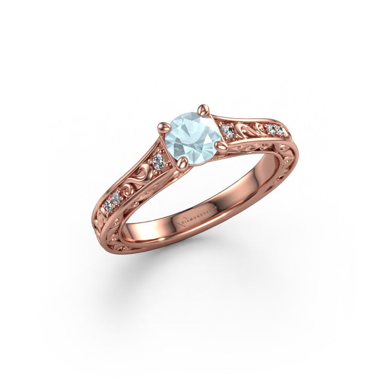 Verlobungsring Mallory RND 585 Roségold Aquamarin 5 mm