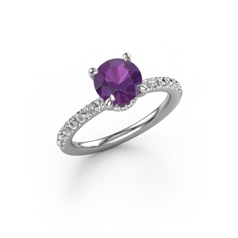 Engagement ring Crystal rnd 4 950 platinum amethyst 7 mm